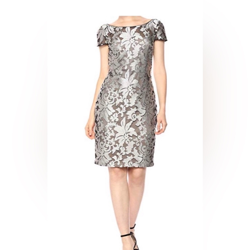 Calvin Klein Black and Silver Midi Dress